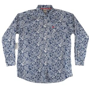 Cinch Western Cowboy Button Up Shirt‎ Mens XXL Blue Bandana Print